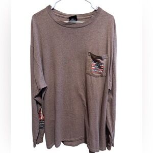 Harley Davidson Tan Long Sleeve Men’s Pocket T-Shirt Graphic Back & Sleeve Sz 2X